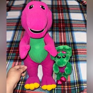 Talking Barney doll & baby Bob Pink Plush Dinosaur Duo
